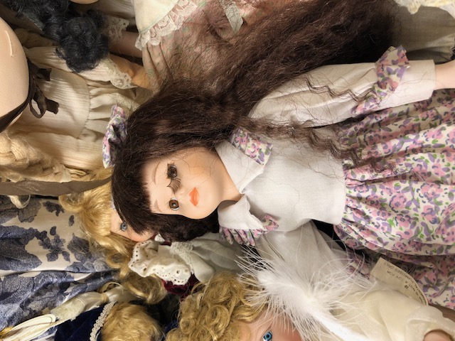 Dolls, collection of vintage dolls in various costumes mostly with bisque heads ranging in size from - Image 4 of 15