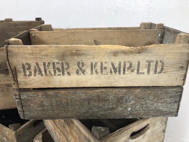 Wooden Crates, six vintage stackable wooden apple or farm crates with stenciled company names, - Image 19 of 20
