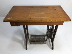 Sewing Machine, Singer treadle sewing machine, wooden table work top with cast iron base A.F