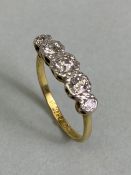 18ct and Platinum five stone diamond ring size approx 'N'