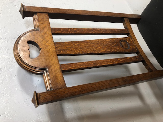 Antique Furniture, Arts and Crafts style oak high back chair, slated back with tapered front legs - Image 4 of 5