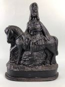 Vintage Cast Iron door stop of a Highlander possibly Bonnie Prince Charlie, foundry plaque to