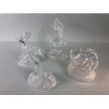 Art Glass, four French Lead crystal animal figures, being a Horse and Foul, Eagle, Seahorse and a