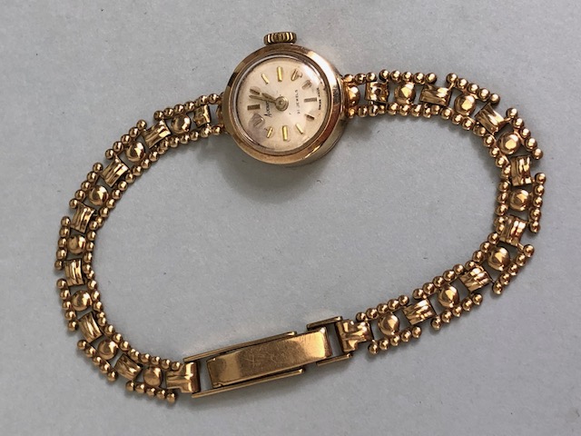 9ct Gold watch on a 8=9ct Gold bracelet total weight approx 10.4g - Image 5 of 6