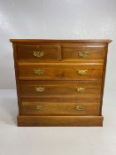 Antique Furniture, Early 20th century chest of drawers, run of 3 drawers with 2 above and drop