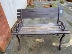 Garden bench with metal ends and wooden slats (A/F)