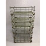 Industrial Galvanised wire open work stackable Factory stock trays, stack of six each