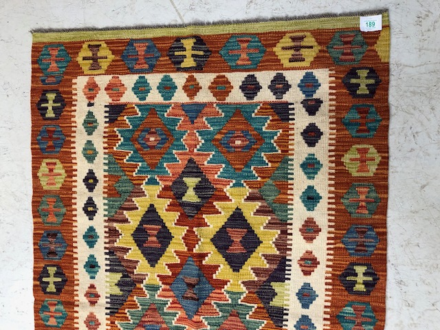 Oriental Rug, Wool hand knotted Chobi Kilim rug with geometric design approx 152 x x100cm - Image 4 of 4