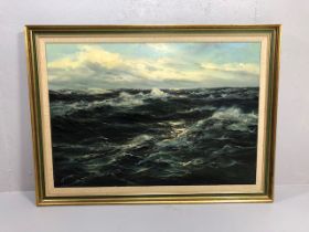 ENDRE VON DERERA (Hungarian b.1903), oil on canvas of a seascape, signed lower left, approx 70cm x