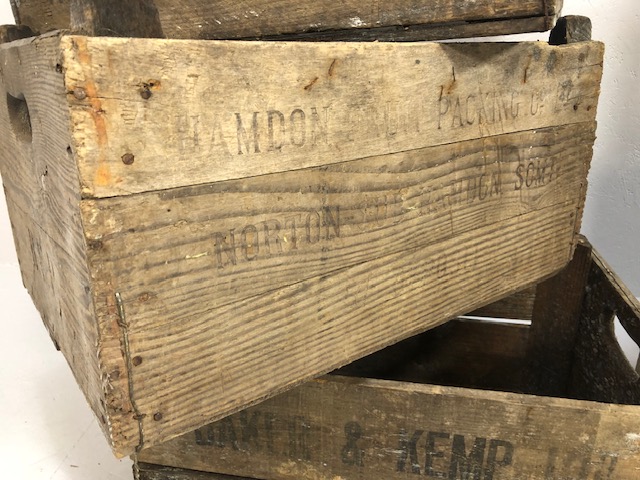 Wooden Crates, six vintage stackable wooden apple or farm crates with stenciled company names, - Image 15 of 20