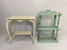 Antique and vintage furniture, a free standing 3 shelf wooden what not, with painted finish, shelves