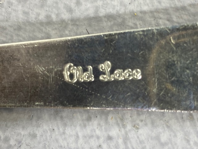 Canteen of American silver cutlery Old Lace pattern all marked STERLING & comprising: 14 small - Image 5 of 28