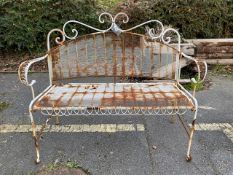 Wirework French-style garden two-seater bench, approx 104cm wide