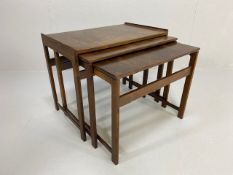 Mid century furniture, set of Scandinavian style rosewood nesting tables the largest approximately