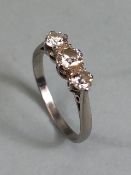 Diamond and Platinum 3 stone diamond ring approximately size L , 2.36g