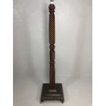 Antique Furniture, early 20th century carved wood standard lamp base sectioned by twists and