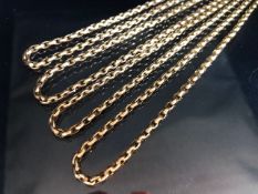 9ct Gold very long hoop link chain approx 136cm long (no clasp) and total weight approx 25g