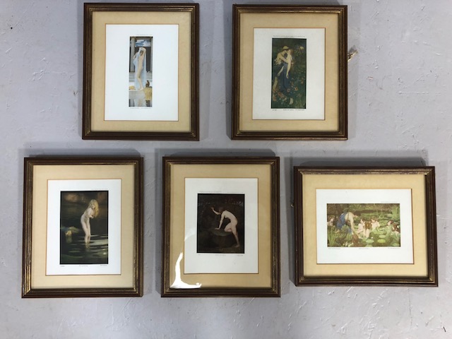 Collection of small Antique prints depicting famous Pre Raphaelite paintings held in Art galleries ,