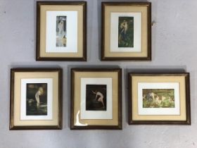 Collection of small Antique prints depicting famous Pre Raphaelite paintings held in Art galleries ,