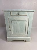 Antique furniture, large continental hall cupboard in pine with painted distressed finish, single