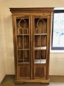 Furniture, 20th century striped teak display cupboard with glazed twin door front and sides, 3