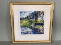 Limited edition print by Jane Elsworth entitled My Tribute to Monet, in a modern gilt frame