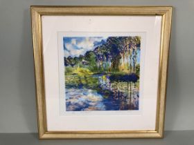 Limited edition print by Jane Elsworth entitled My Tribute to Monet, in a modern gilt frame