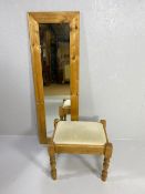 Pine furniture, modern wide pine frame dressing mirror approximately 45 x 138cm and a pine