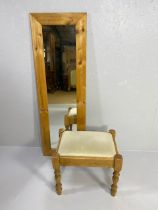 Pine furniture, modern wide pine frame dressing mirror approximately 45 x 138cm and a pine