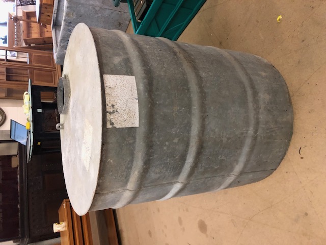 Industrial galvanised ridged round metal storage tank approximately 65 cm across 76cm high - Image 4 of 4
