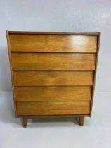 Furniture, Mid century Ward style louver chest of drawers, run of 5 drawers on square tapered