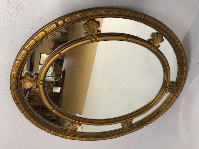 Mirror, Modern Regency style oval wall mirror, in sectional galleried guilt frame, approximately - Image 2 of 5