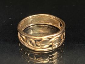 9ct Gold welsh Clogau Rose gold ring with heart shaped pierced design approx size 'K' and 2.5g