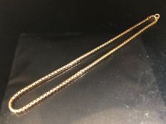 9ct gold box link necklace approx 38cm in length and 10.8g