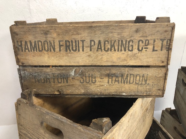 Wooden Crates, six vintage stackable wooden apple or farm crates with stenciled company names, - Image 14 of 20