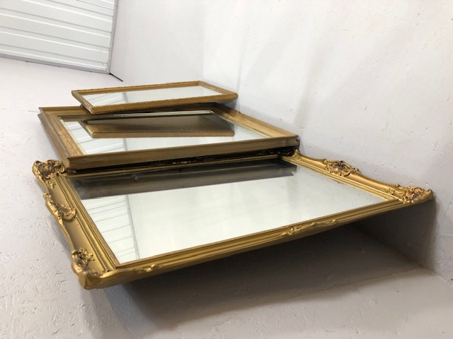 Wall Mirrors 3 modern wall mirrors 2 in decorative gilt finish frames approximately 79 x 54 and 33 x - Image 5 of 7