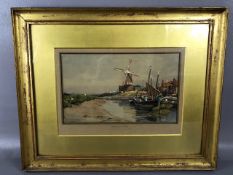 BALL (Wilfrid Williams, 1853-1917), 'Barges at Cley', 1890, watercolour, signed lower left, W. R.