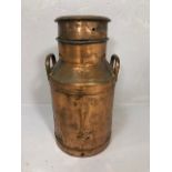 Vintage copper plated steel Milk churn with lid approximately 47cm high 377