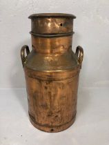 Vintage copper plated steel Milk churn with lid approximately 47cm high 377