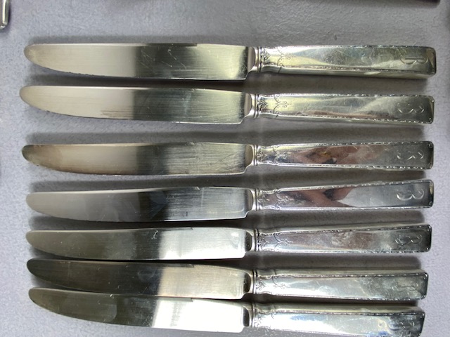 Canteen of American silver cutlery Old Lace pattern all marked STERLING & comprising: 14 small - Image 15 of 28