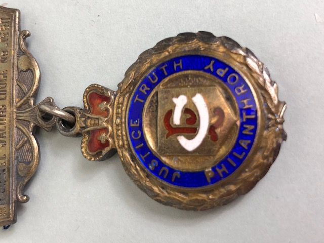 Masonic Medal with Blue enamel detailing on 9ct Gold with ribbon and clasp for the Royal Order of - Image 15 of 18