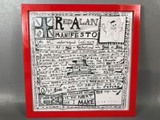 Sir Grayson Perry R.A, "Red Allen Manifesto" Printed on paper serviette with artist logo in modern