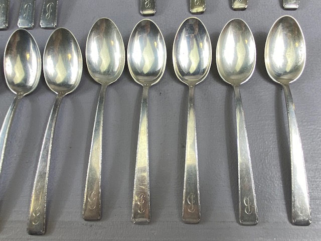 Canteen of American silver cutlery Old Lace pattern all marked STERLING & comprising: 14 small - Image 25 of 28