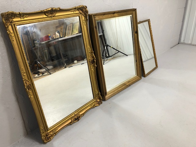 Wall Mirrors 3 modern wall mirrors 2 in decorative gilt finish frames approximately 79 x 54 and 33 x - Image 7 of 7