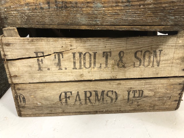 Wooden Crates, six vintage stackable wooden apple or farm crates with stenciled company names, - Image 7 of 20