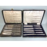 Two Boxed sets of Hallmarked silver handled butter knives