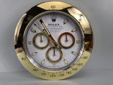 Wall clock in the style of a dealer display clock, Rolex Oyster Perpetual, with battery movement,