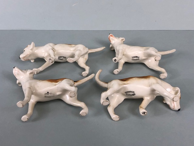 Beswick China, four black stamp fox hounds the undersides stamped Beswick England (approximately 7cm - Image 9 of 9