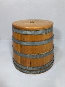 Vintage Oak Quarter in the style of a Navy Rum Tot barrel,being of conical form with galvanised