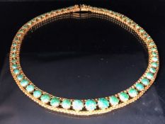 Christian Dior jewellery, classic Vintage Dior gold green stone set collar stamped Chr.Dior 1965
